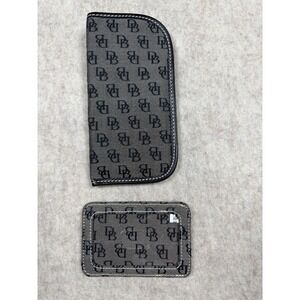Dooney & Bourke Black Gray Signature Eyeglass Case & Card Holder Vintage